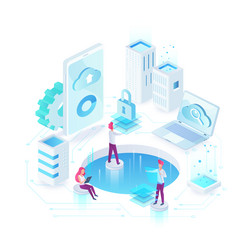 securized cloud data storage on remote hardware vector image