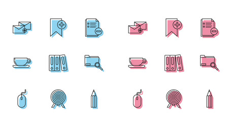 set line computer mouse target envelope pencil vector image