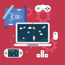 Abstract flat of game development concepts vector