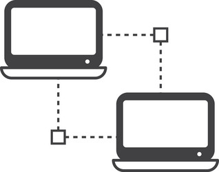 laptop and synchronization in minimal style vector image