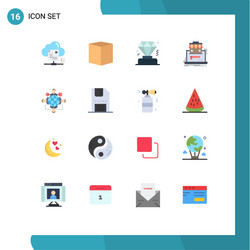 Mobile interface flat color set 16 pictograms vector