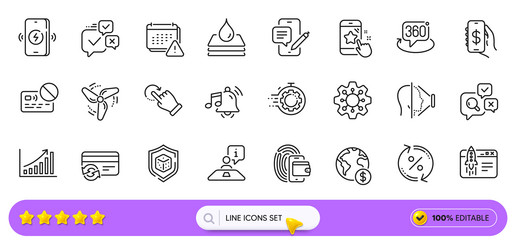 online voting inspect and graph chart line icons vector image