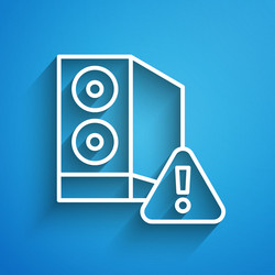 white line case of computer with exclamation mark vector image
