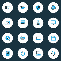 computer colorful icons set with network vector image