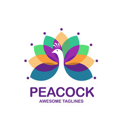 Elegant Peacock Logo Vector Image