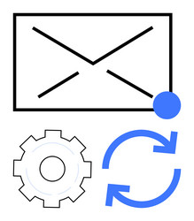 email notification with gear and synchronization vector image