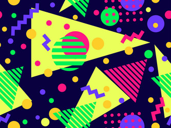 geometric seamless pattern with memphis elements vector image