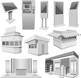 Kiosk Booth Mockup Set - Realistic Style vector image
