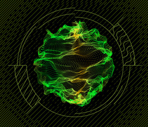 Sphere from particles wave nodes 3d sea flow vector