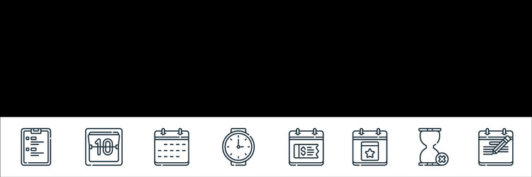 calendar and date line icons linear set quality vector image