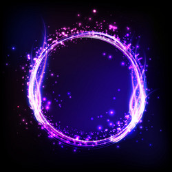dark background with shiny round frame flame vector image