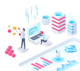 digital online data center analysis system vector image