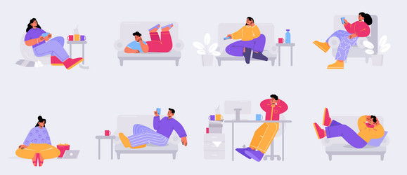 lazy people relax and procrastination concept vector