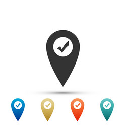 map pointer with check mark icon isolated vector image