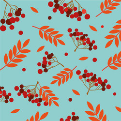 Seamless autumn pattern with rowan branch vector