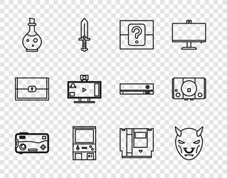 set line mobile and playing in game mask vector image