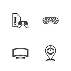 set line power button computer monitor game vector image