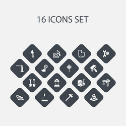 set of 16 editable structure icons includes vector image