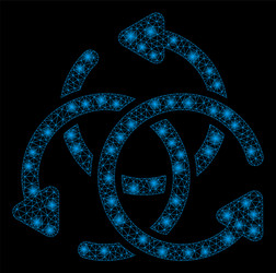 glossy mesh network knot rotation with light spots vector image