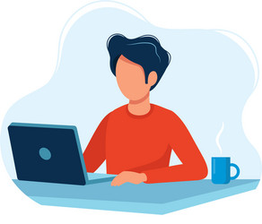 Man Using Computer - Flat Style vector image