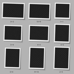 set realistic blank instant photo frame vector