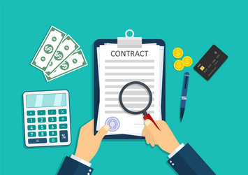 Contract icon paper document with pay agreement vector