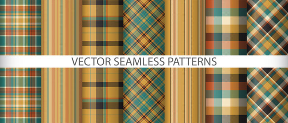 set tartan pattern background check textile vector