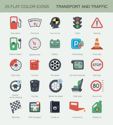 flat transport and traffic icons set vector