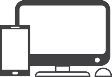laptop and synchronization in minimal style vector image