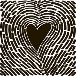 Hand drawing heart in the form of a fingerprint vector