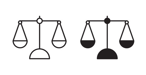 balance scale icon set in thin line for web vector image
