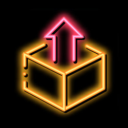 Box container with arrow agile element neon glow vector