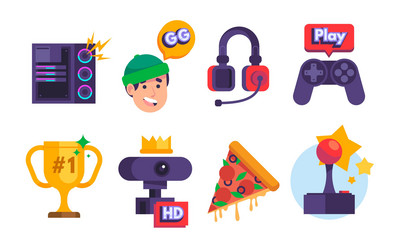 flat game streamer elements collection vector image