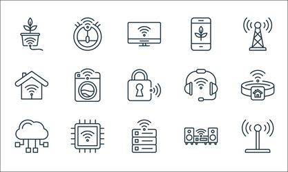 internet things line icons linear set quality vector image