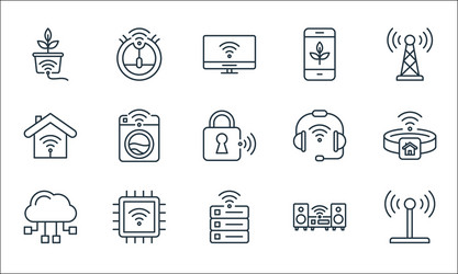 Internet things line icons linear set quality vector