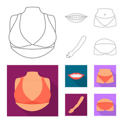 isolated object of body and part icon set vector image