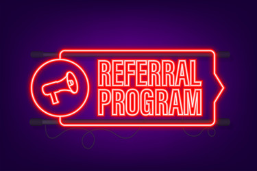 Megaphone with referral program neon icon vector