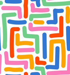 seamless pattern with colorful hand drawn lines vector image