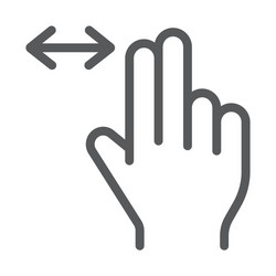 two finger horizontal scroll line icon gesture vector image