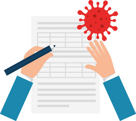hands and particle covid19 19 with document vector image