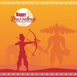Happy Dussehra Celebration Card Vector Image