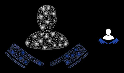 mesh web butcher with glowing network spots vector image