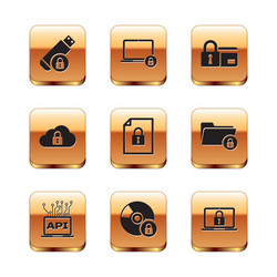 set usb flash drive with lock computer api vector image