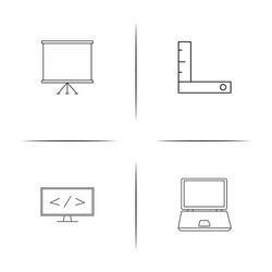 office simple linear icon setsimple outline icons vector image