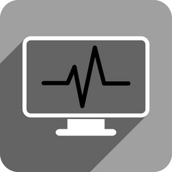 pulse monitoring flat square icon with long shadow vector image