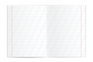 Realistic blank handwriting practice copy book vector