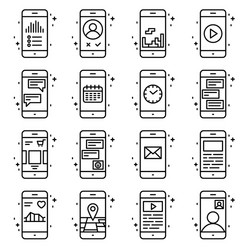 Smart phone functions and apps icon set vector