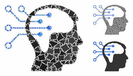 neural interface circuit mosaic icon abrupt vector image