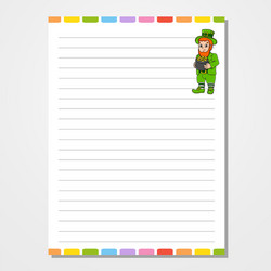 sheet template for notebook notepad diary lined vector image