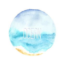 Watercolor Ocean Circle Vector Image